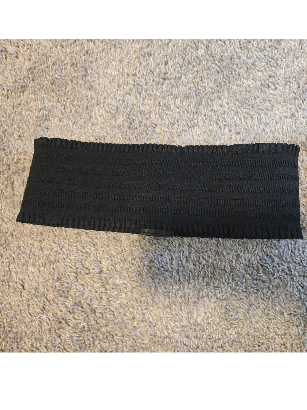 Wide Black Elastic Waist Belt with Snap Detail